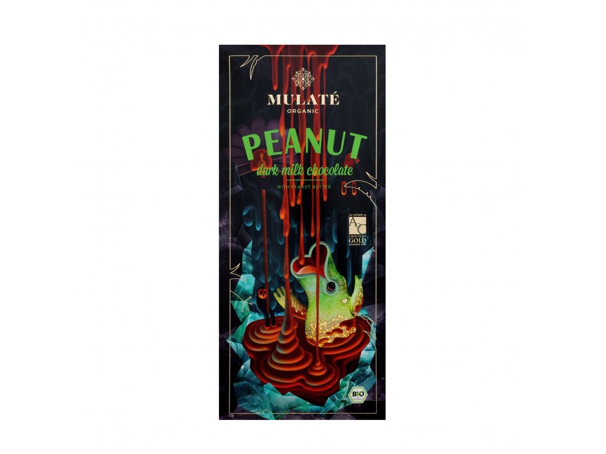 MULATE ORGANIC PEANUT ekologiškas pieninis šokoladas, 80 g MULATE ORGANIC PEANUT ekologiškas pieninis šokoladas, 80 g