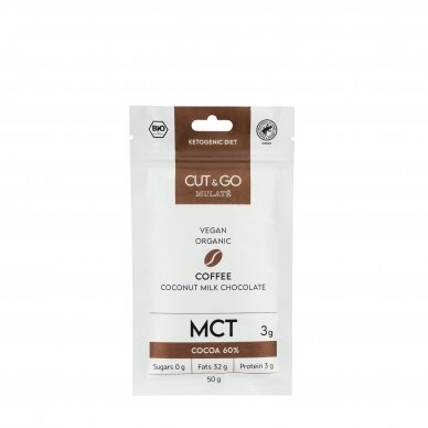 Ekologiškas kokosų pieno šokoladas "COFFEE" su MCT, 50 g